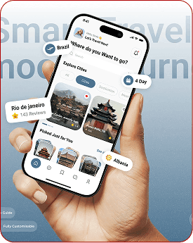 Mobile travel app interface