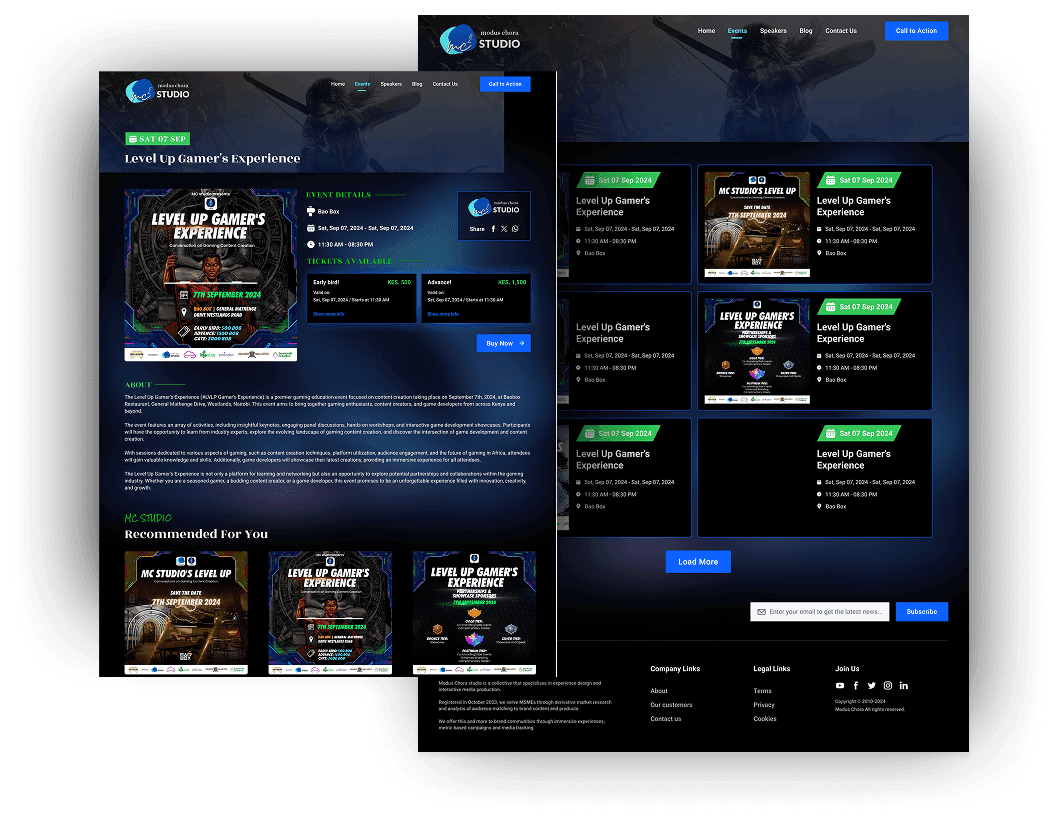 Modus Chora Studio gaming events platform – placeholder