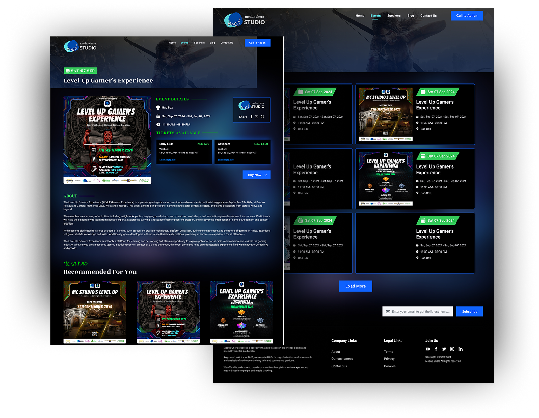 Modus Chora Studio gaming events platform – placeholder